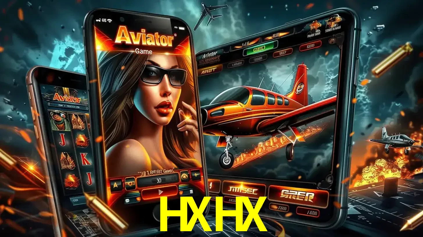 O popular jogo de apostas Aviator exibido em vários celulares e tablets, mostrando a interface emocionante e a ação de voo disponíveis para jogar agora no HXHX.